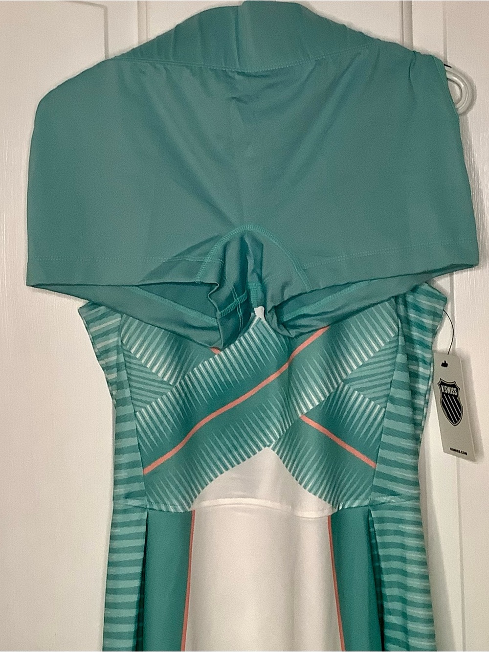 K-SWISS Stamina Dress With Shorts. Sleeveless Mint & White Dress Tennis Dress - Picture 9 of 12
